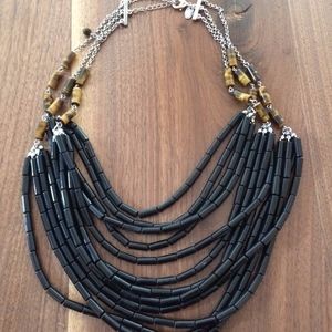 Lia Sophia Black and Tortoiseshell Bead Necklace